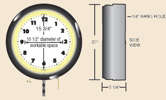 20 inch neon clock specs