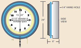 24 inch clock double neon specs