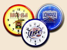 3 neon clocks