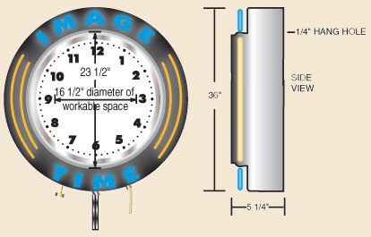 36 inch neon clock specs